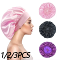 1/2/3pcs Newly Satin Night Hair Cap Women's Solid Sleeping Hat Sleep Care Bonnet Nightcap For Women Unisex Cap Shower Cap. 