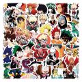 50Pcs My Hero Academia Stickers DIY Decoration Waterproof Skateboard Notebook Luggage Laptop Phone Fridge Decals. 