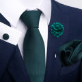 Luxury Mens Ties Floral Black Gold Ties Paisley NeckTie Pocket Square Cufflinks Brooch Set Men's Wedding Party Tie. 