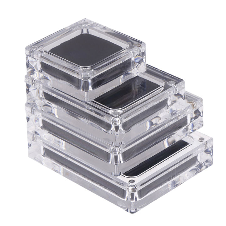 Acrylic Glass Top Gem Box Gemstone Diamond Display Stand Holder Storage ...