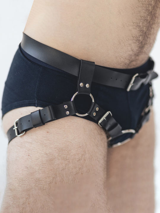 Leather%20Strapon%20Harness%20Leather%20Men's%20Thigh%20Garter%20Belt%20Men's%20leather%20leg%20Harness%20Mens%20Harness%20Jockstraps%20Bondages%20Men's%20Harness%20-%20Image%204