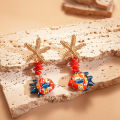 Colorful Fish Starfish Drop Earrings for Women Bohemian Ceramic Stone Earrings Cartoon Marine Life Series Party Ear Jewelry F.