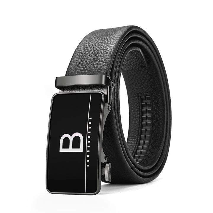 High quality designer belt with letter automatic buckle belt, 3.5cm wide genuine leather, fashionable , casual boys'