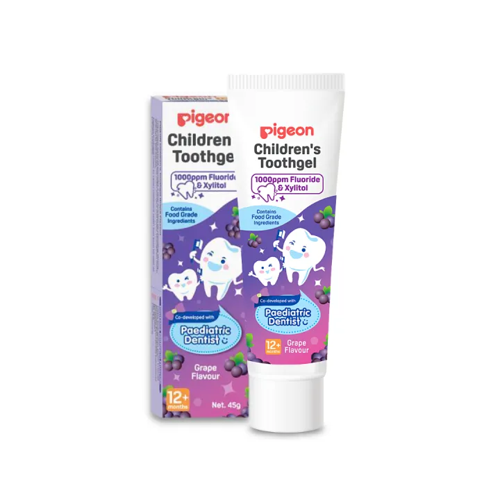 Pigeon%20Pigeon%20Children's%20Toothpaste,%20Swallowable,%20Fluoride%201000%20Ppm,%20Toothpaste%20for%20Children%201%20Year%20Old%20Gel%20Type%20for%20Children,%20Size%2045%20Grams%20(Grape%20Flavor/Natural%20Flavor),%20Safe,%20Prevents%20Tooth%20Decay.%20-%20Image%205