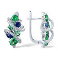 Huitan Green/Blue Cubic Zirconia Hoop Earrings for Women New Temperament Elegant Bridal Wedding Party Earrings Trendy Jewelry. 