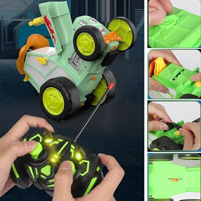 2024 New Crazy Jumping Car Toy - Remote Control Car with Headlights and Music, Fast Stunt RC Trucks, Double Sided Toy Train for Boys Girls