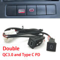 12V Red LED Car Socket Charger Dual USB PD Type C Port Phone Chargers Power Adapter For VW Golf 6 MK6 Jetta 5 MK5. 