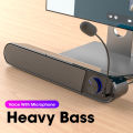 Computer Speaker With Mic Desktop Sound Bar Subwoofer Speakers USB AUX Wired Soundbar For Macbook Laptop Notebook PC Loudspeaker. 
