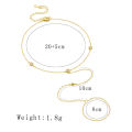 S925 Sterling Silver Simple Gold round Bead Zircon Toe Chain Fashion Individual Beach Ankle Bracelet.