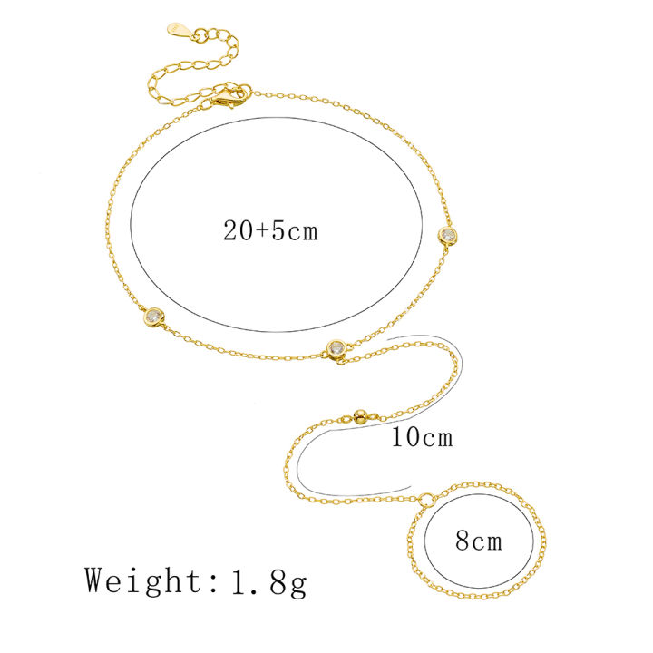 S925%20Sterling%20Silver%20Simple%20Gold%20round%20Bead%20Zircon%20Toe%20Chain%20Fashion%20Individual%20Beach%20Ankle%20Bracelet%20-%20Image%202