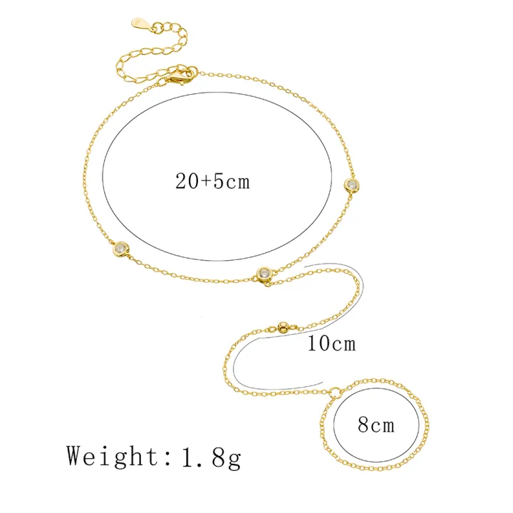 S925%20Sterling%20Silver%20Simple%20Gold%20round%20Bead%20Zircon%20Toe%20Chain%20Fashion%20Individual%20Beach%20Ankle%20Bracelet%20-%20Image%202