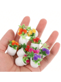 1/12 Dollhouse Miniature Potted Plant, Realistic Greenery & Flower Decor Model, Random 4pcs.