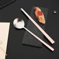 2/8Pcs Silver Dinnerware Set Western Stainless Steel Cutlery Dinner Spoon Sushi Chopsticks Flatware Party Kitchen Tableware.