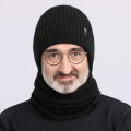 Winter warm woolen hat for middle-aged and elderly people, men's one-piece snowflake ear protection, thickened knitted hat for a.