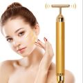T-shaped Thin Face Artifact 24k Golden Vibrating Facial Massager T Shape Facial Roller Massager Vibrating Lifting Body Skin. 