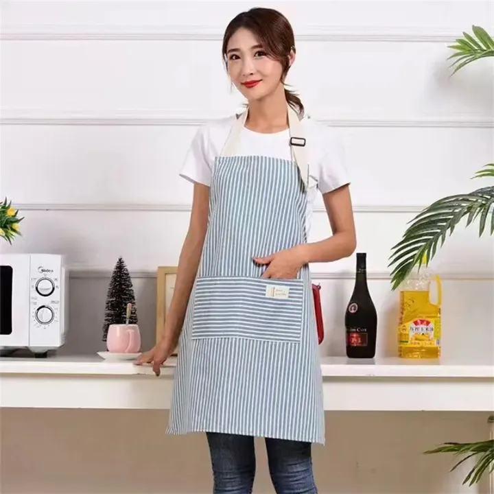 Kitchen%20Apron%20Fashionable%20Linen%20Striped%20Aprons%20For%20Restaurant%20Work%20Chef%20Waiter%20Adjustable%20Size%20Household%20Kitchen%20Cleaning%20Apron%20-%20Image%203