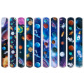 10pcs Outer Space Theme Slap Bracelets Astronaut Planet Pattern Clap Circle Toy Kids Birthday Party Gift Baby Shower Party Decor. 