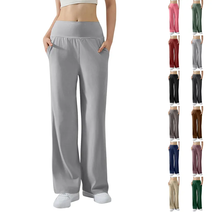 Women's%20Elastic%20Baggy%20High%20waist%20Yoga%20Pants%20Summer%20Sports%20Lifting%20Hip%20Micro%20Flared%20Trouser%20Loose%20Dance%20Leggings%20Solid%20sweatpants%20-%20Image%206