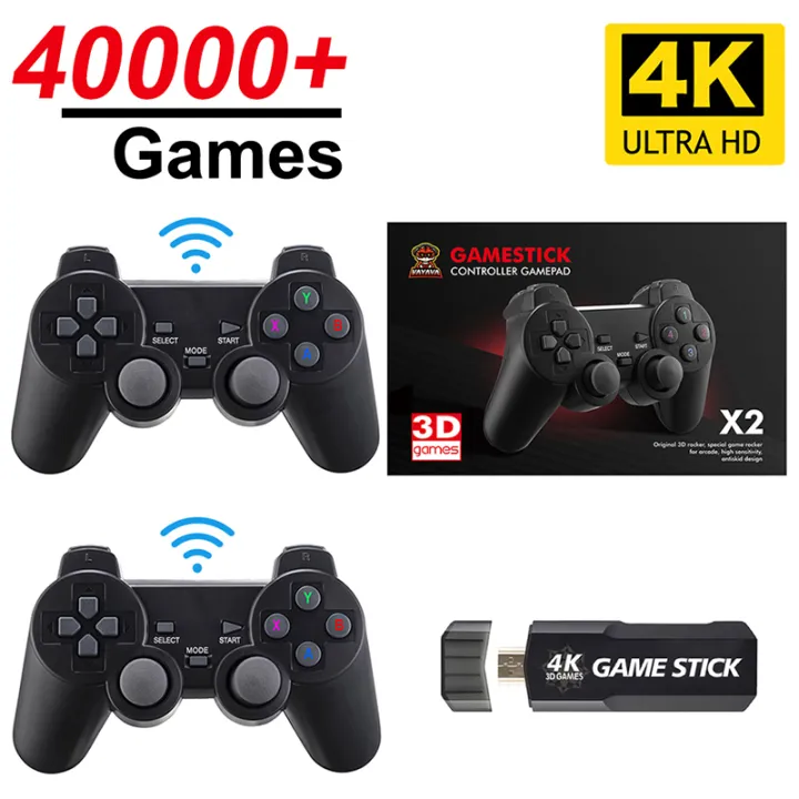 2024 New Video Game Console Wireless Controller Game Stick 4K HD 128G 40000 Classic Retro Games For PSP PS1 GBA Xmas Boys Gift