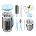 Final Travel Bottle Cleaning Kit - Scalable Silicone Brush with Nipple Cleaner, Built in Drying Rack, Straw Brush, Soap Dispense. 