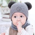 2Pcs Baby Hat & Scarf Set - Warm Knitted Winter Hat Cap & Scarf for Babies- Beanie Cap. 