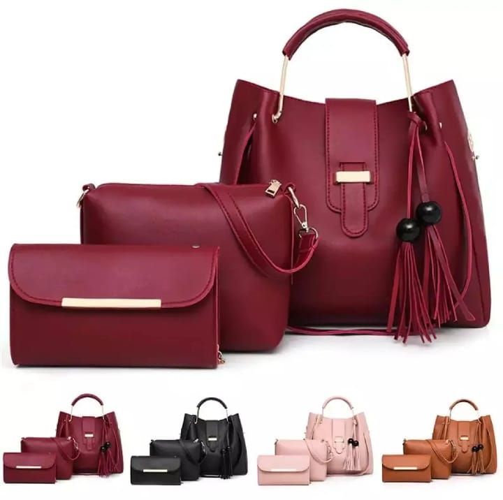 Our new collection of Queen 3 pieces Lady Handbag sets. This leather features a roomy main compartment and  two side pockets, making it suitable for shopping, traveling or simply staying organized , and comes with a small handy bag and pouch