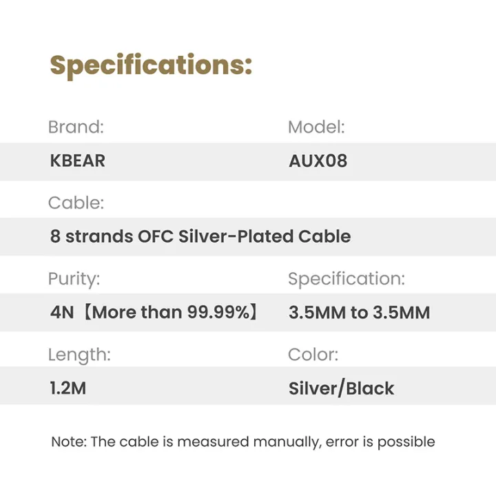 KBEAR%20AUX08%208%20cores%20%20HiFi%20AUX%20earphone%20Audio%20Cable%20Speaker%20cable%203.5mm%20Male%20to%20Male%20Aux%20Cable%20For%20Phone%20Headphone%20Car%20MP3%20-%20Image%205