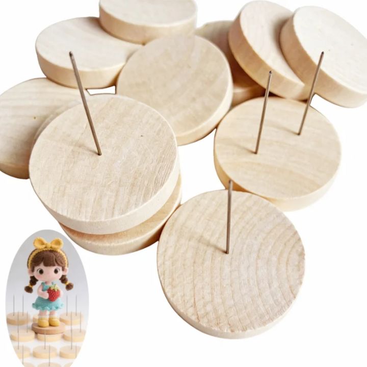 12Pcs Crochet Doll Stand Doll Stand Round Wooden Display Stand Ho Felt Animal Doll Toy Wooden Base Support Action Figure Stand