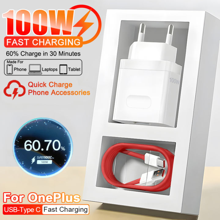Original 100W SuperVOOC Fast Charger for Oneplus 13 13r 12r 12 11 10 Ace 5 Pro Nord CE 2 3 4 Lite Phone Adapter USB Type C Cable