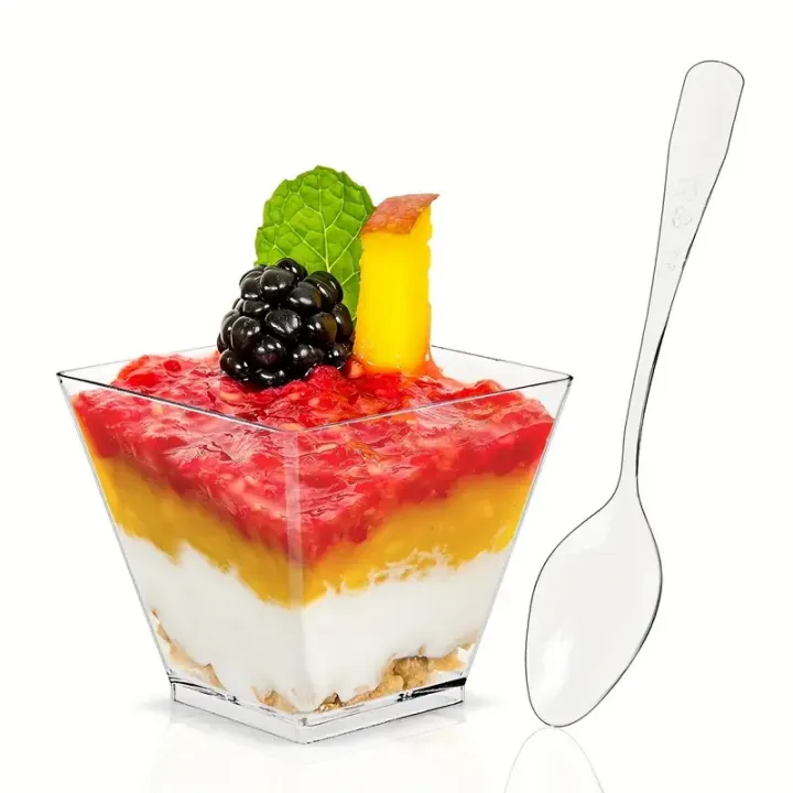 Disposable%20Clear%20Plastic%20Mini%20Dessert%20Cups%20Square%20Parfait%20Appetizer%20Bowls%20with%20Spoons%20Durable%20Tasting%20Cups%20for%20Parties%20-%20Image%203
