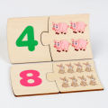 Children's Iron Box Number Enlightenment Paired Wooden Animal Food Puzzle Board Logical Thinking Training Game Educational Toys.
