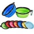 350ml Folding Pet Silicone Dog Bowl With Carabiner Outdoor Camping Travel Portable Folding Supplies Dishes Cat Food Water Bowl. 