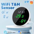 Tuya WiFi Temperature Humidity Sensor Smart Indoor Hygrometer Thermometer With LED Display Backlight Support  Home Alexa. 
