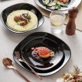 Luxury Black Marble 18-Piece Dinner Plate Set – 6 Rice Plates, 6 Deep Plates, 6 Quarter Plates, Premium Marble Dinnerware Set, Elegant and Sophisticated Tableware. 