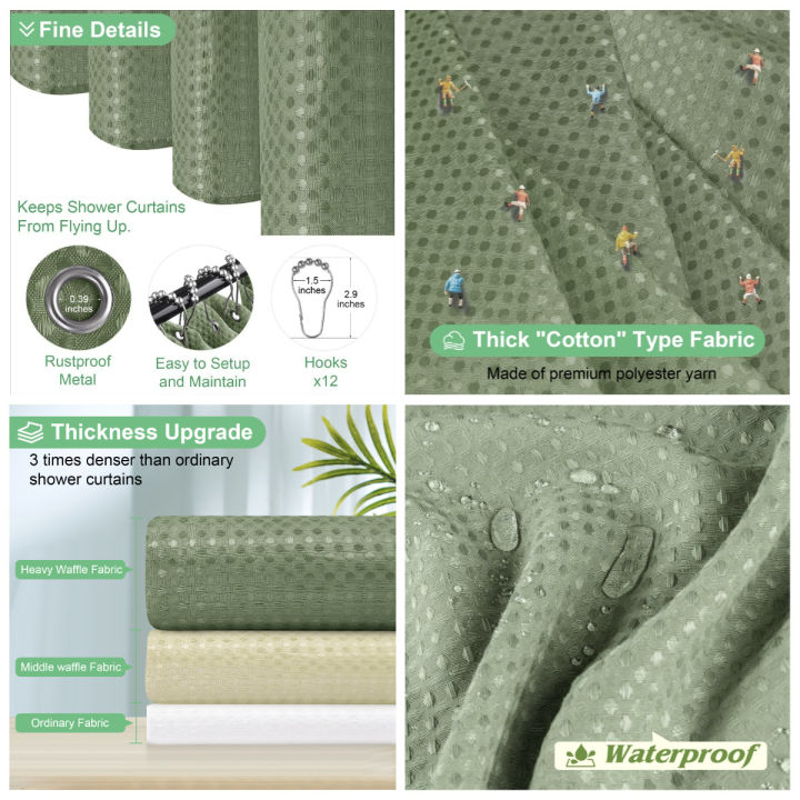 Waffle%20Shower%20Curtain%20Heavy%20Duty%20Mould%20Proof%20Resistant%20Shower%20Curtain%20for%20Bathroom%20Waterproof%20Luxury%20Shower%20Curtain%20with%2012Hooks%20-%20Image%203