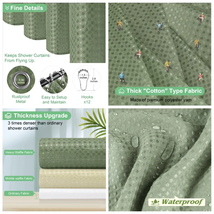 Waffle%20Shower%20Curtain%20Heavy%20Duty%20Mould%20Proof%20Resistant%20Shower%20Curtain%20for%20Bathroom%20Waterproof%20Luxury%20Shower%20Curtain%20with%2012Hooks%20-%20Image%203