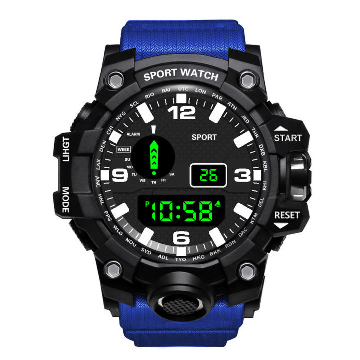 YIKAZE Men's Watch LED Digital Men Sport Watches Fitness Electronic Watch Multifunction Military Sports Watches Clock Kids Gifts
