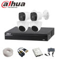 DAHUA 4-Pcs Set  CCTV CAMERA PACKAGE with All Accessories (-2MP-1080p Camera) Full Set up. 
