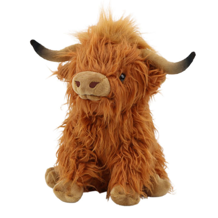 25cm Simulation Highland Cow Plush Animal Doll Soft Stuffed Highland Cow Plush Toy Kawaii Kids Baby Toy Home Room Decor