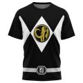 New Power Rangers Dinosaur Totem Nostalgic T-shirt for Sports and Fitness, Loose Large Size, Adult and Children's Short Sleeves.