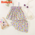 Summer Baby Girls 2 Pieces/Set Fragmented Flower Strap Top+Chiffon Shorts Cool Beach Daily Home Wear. 