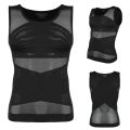 Mens Slimming Body Shaper Vest Gynecomastia Compression Shirts Tummy Control Sleeveless Undershirts Criss Cross Mesh Underwear.