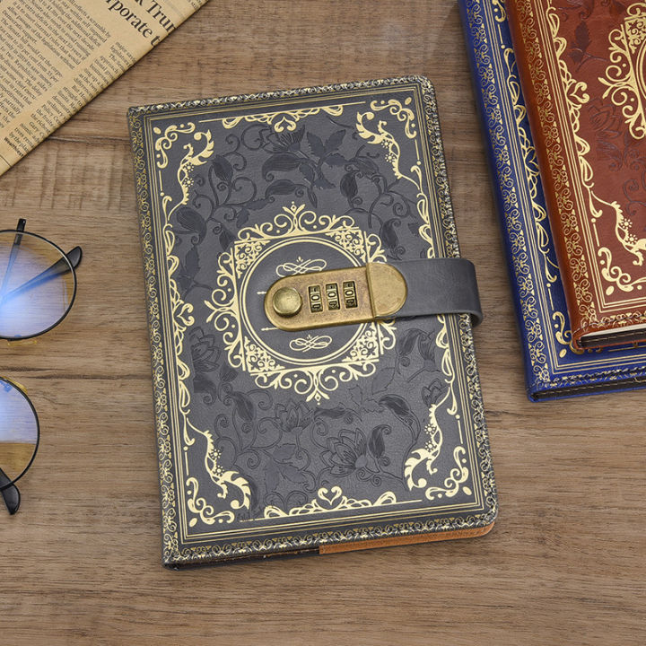 Retro%20Digital%20Password%20Notebook%20Journal%20With%20Lock%20A5,Diary%20Perfect%20for%20Men%20and%20Women-PU%20Leather%20Combination%20Lock%20Persons%20Privacy%20-%20Image%204