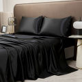 Satin Bed Sheet Sets for Summer Silky Smoooth Top Sheet with Pillowcase Single/Queen/King Ice Cooling Flat Bed Sheet Sets. 