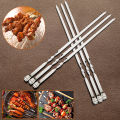 Outdoor Camping Picnic Stainless Steel Barbecue Skewer BBQ Utensil Flat BBQ Fork 6Pcs Wide BBQ Sticks Barbecue Supplies. 