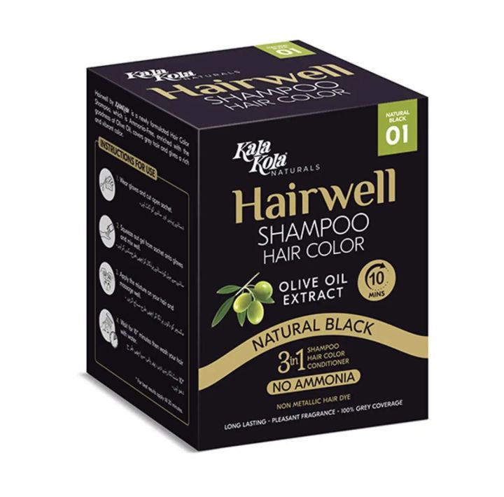 (10 SATCHE) Kala Kola Hairwell Shampoo(Black Color)