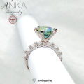 S925 Sterling Silver Ring Green 3ct Moissanite Ring Light Luxury Premium Group Set Full Moissanite Ring jewellery women rings. 
