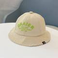 [Ready to ship] baby bucket hat Children 3 months-18 months round head: 48-49 cm plain cotton hat with embroidery letter ohaier Fashion Cap. 