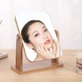 Dresser Vanity Mirror with Natural Wood Stand, 1x 360 Degree Rotating Magnifying Mirror, Portable Table Countertop Mirror Bathr. 