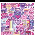 25 pcs pixel stickers pink theme. 